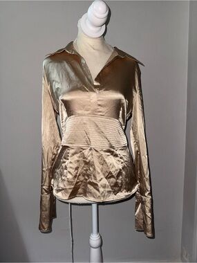 Byer California Champagne Button-Down Blouse